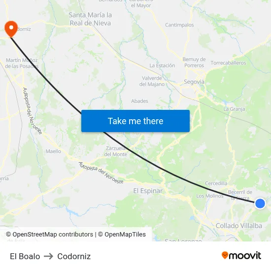 El Boalo to Codorniz map
