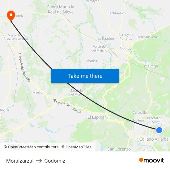 Moralzarzal to Codorniz map