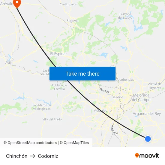 Chinchón to Codorniz map