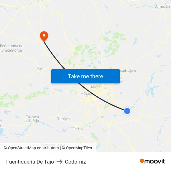 Fuentidueña De Tajo to Codorniz map