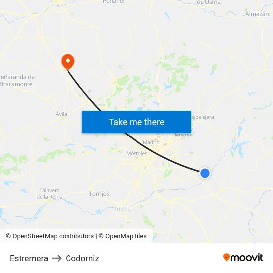 Estremera to Codorniz map