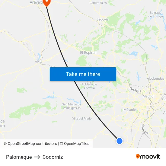 Palomeque to Codorniz map