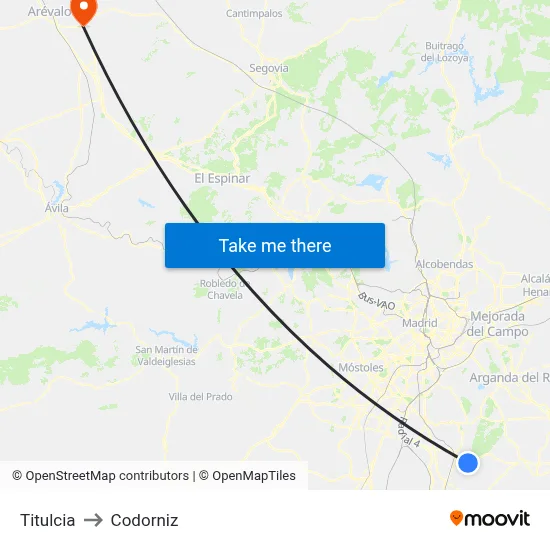 Titulcia to Codorniz map