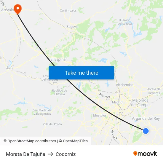 Morata De Tajuña to Codorniz map