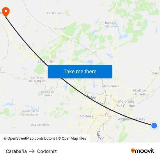Carabaña to Codorniz map