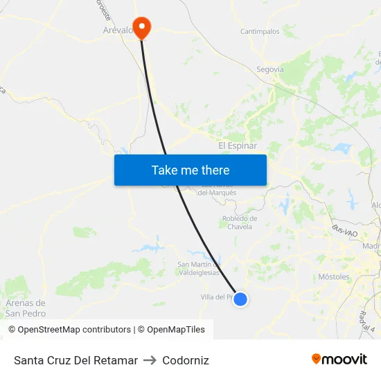 Santa Cruz Del Retamar to Codorniz map