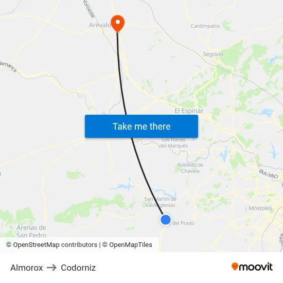 Almorox to Codorniz map