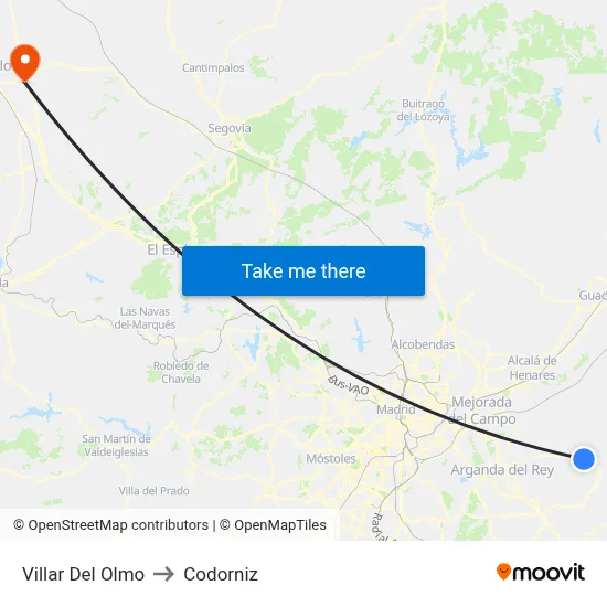 Villar Del Olmo to Codorniz map