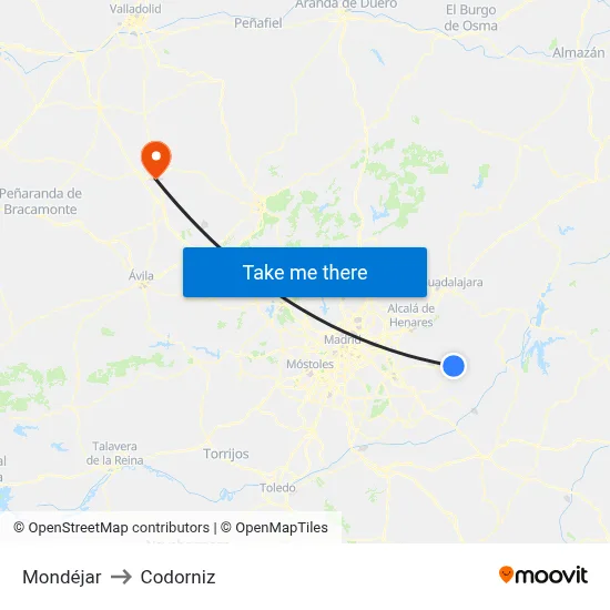 Mondéjar to Codorniz map
