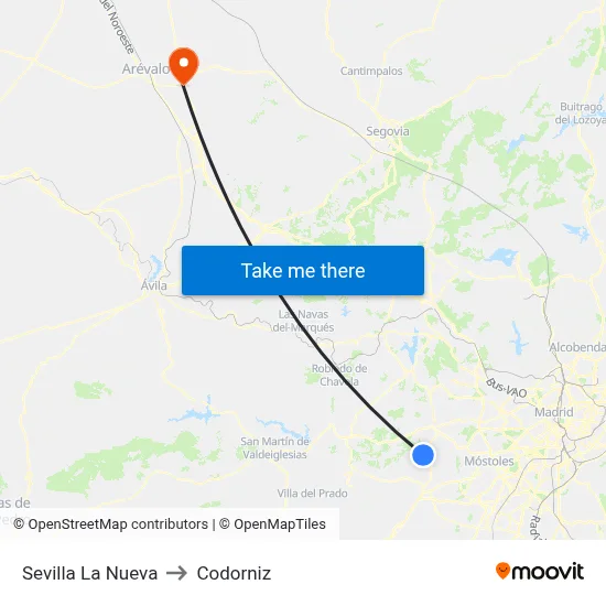 Sevilla La Nueva to Codorniz map