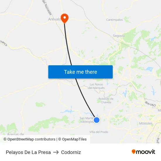 Pelayos De La Presa to Codorniz map