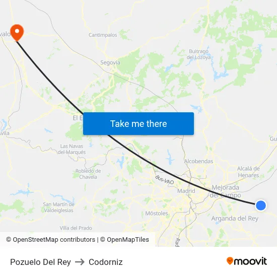 Pozuelo Del Rey to Codorniz map