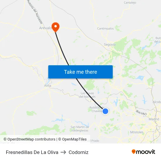 Fresnedillas De La Oliva to Codorniz map