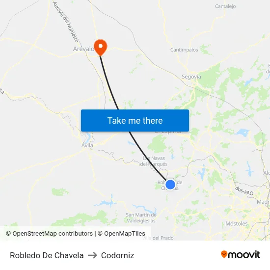 Robledo De Chavela to Codorniz map