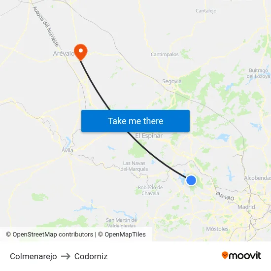 Colmenarejo to Codorniz map