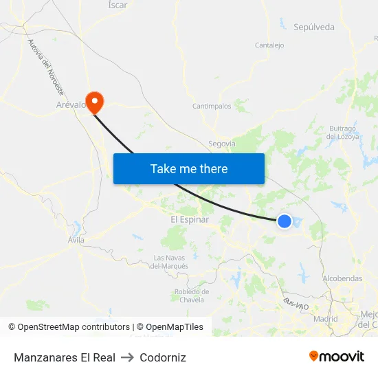 Manzanares El Real to Codorniz map