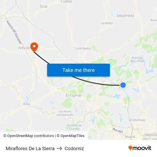 Miraflores De La Sierra to Codorniz map