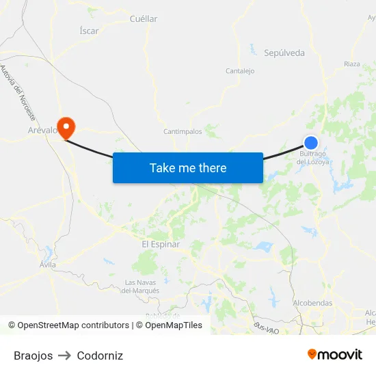 Braojos to Codorniz map