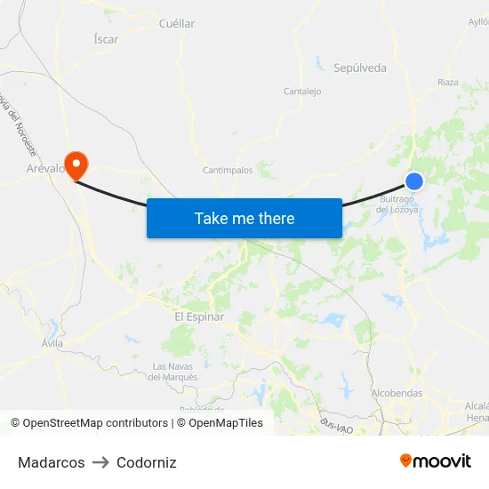 Madarcos to Codorniz map