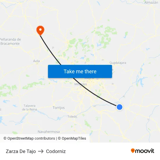 Zarza De Tajo to Codorniz map