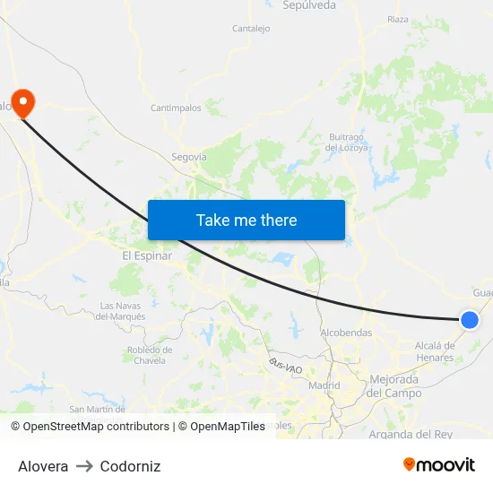 Alovera to Codorniz map