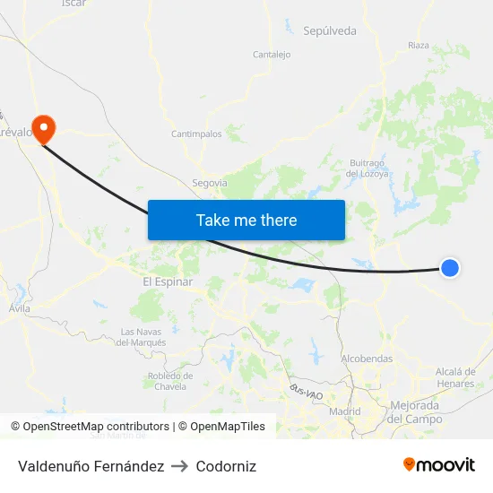 Valdenuño Fernández to Codorniz map