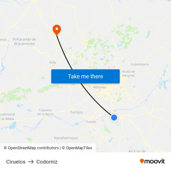 Ciruelos to Codorniz map
