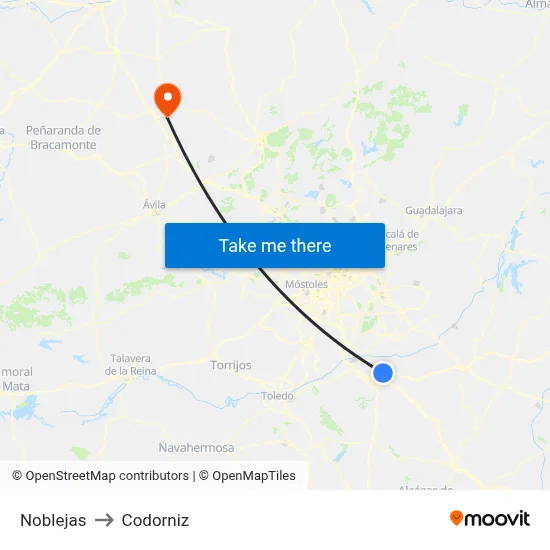 Noblejas to Codorniz map