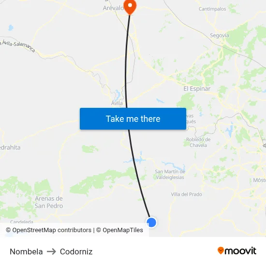 Nombela to Codorniz map
