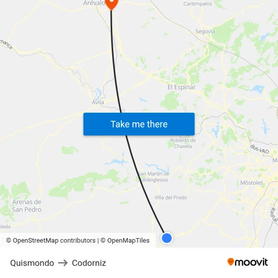 Quismondo to Codorniz map