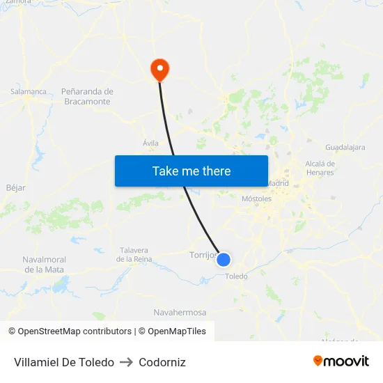 Villamiel De Toledo to Codorniz map