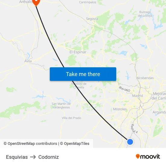 Esquivias to Codorniz map