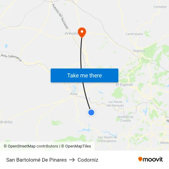 San Bartolomé De Pinares to Codorniz map