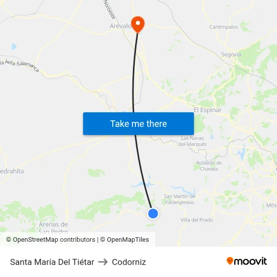 Santa María Del Tiétar to Codorniz map