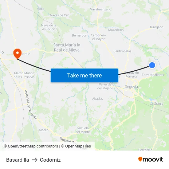 Basardilla to Codorniz map