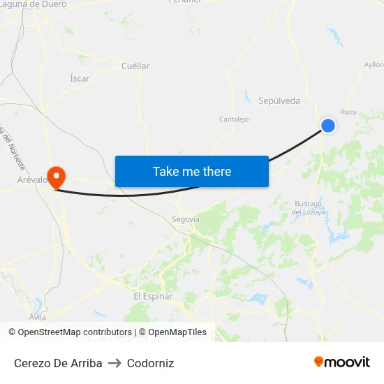 Cerezo De Arriba to Codorniz map