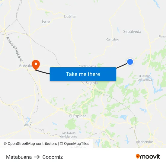 Matabuena to Codorniz map