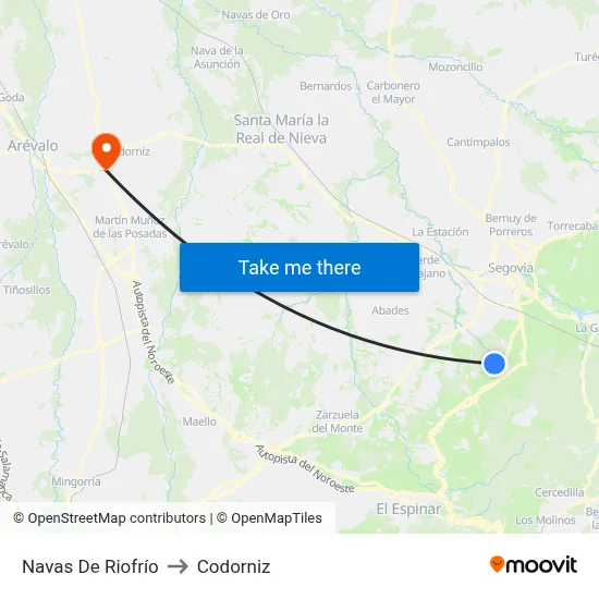 Navas De Riofrío to Codorniz map