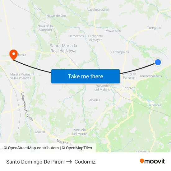 Santo Domingo De Pirón to Codorniz map