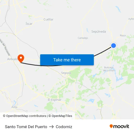 Santo Tomé Del Puerto to Codorniz map