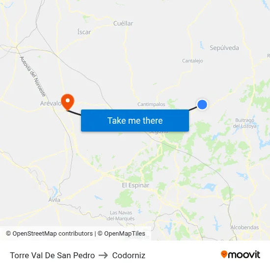 Torre Val De San Pedro to Codorniz map