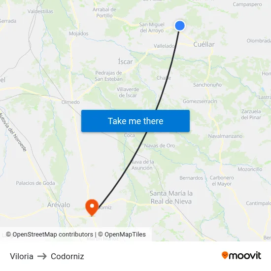 Viloria to Codorniz map