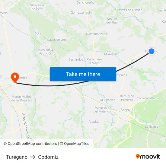 Turégano to Codorniz map