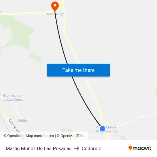 Martín Muñoz De Las Posadas to Codorniz map