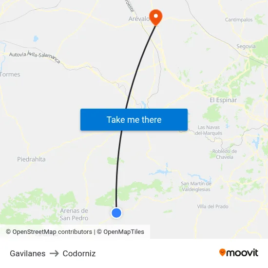 Gavilanes to Codorniz map