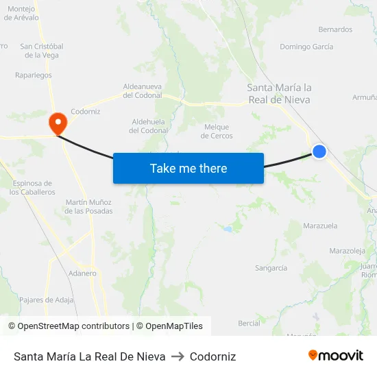 Santa María La Real De Nieva to Codorniz map