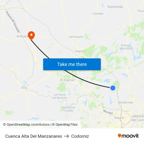 Cuenca Alta Del Manzanares to Codorniz map
