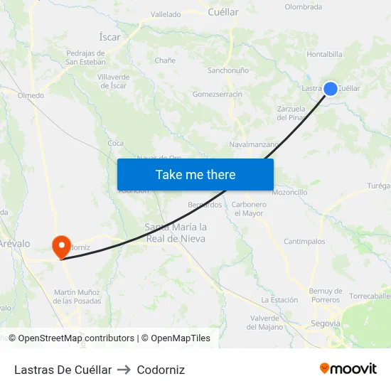 Lastras De Cuéllar to Codorniz map