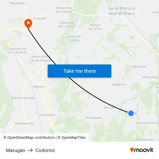 Marugán to Codorniz map