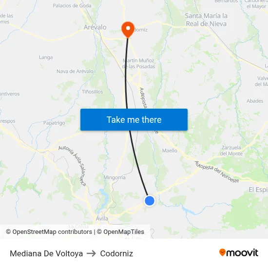 Mediana De Voltoya to Codorniz map